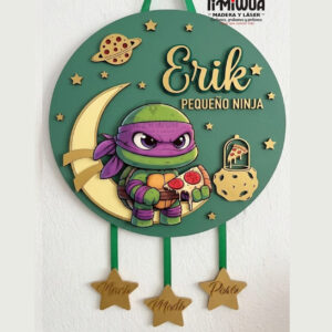 Circular-Tortuga-ninja Cuadro Madera Circular Tortuga Ninja