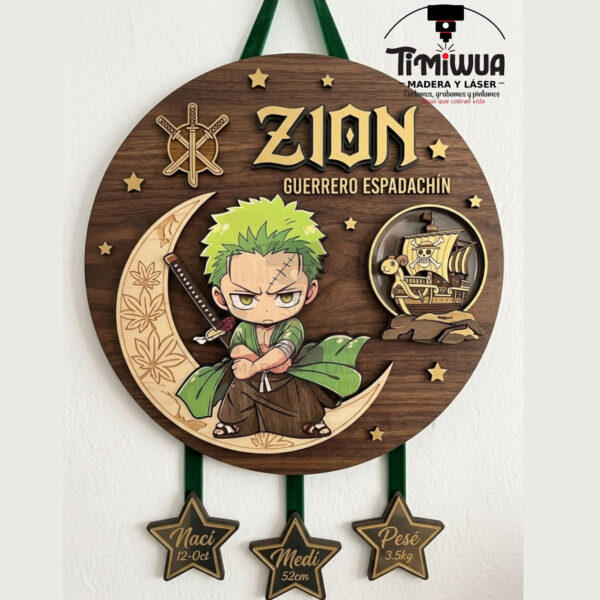Cuadro Madera Circular Zoro One piece