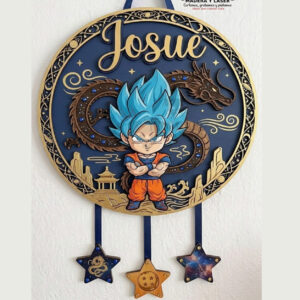 Circular-goku-blue Cuadro madera Circular Goku Blue
